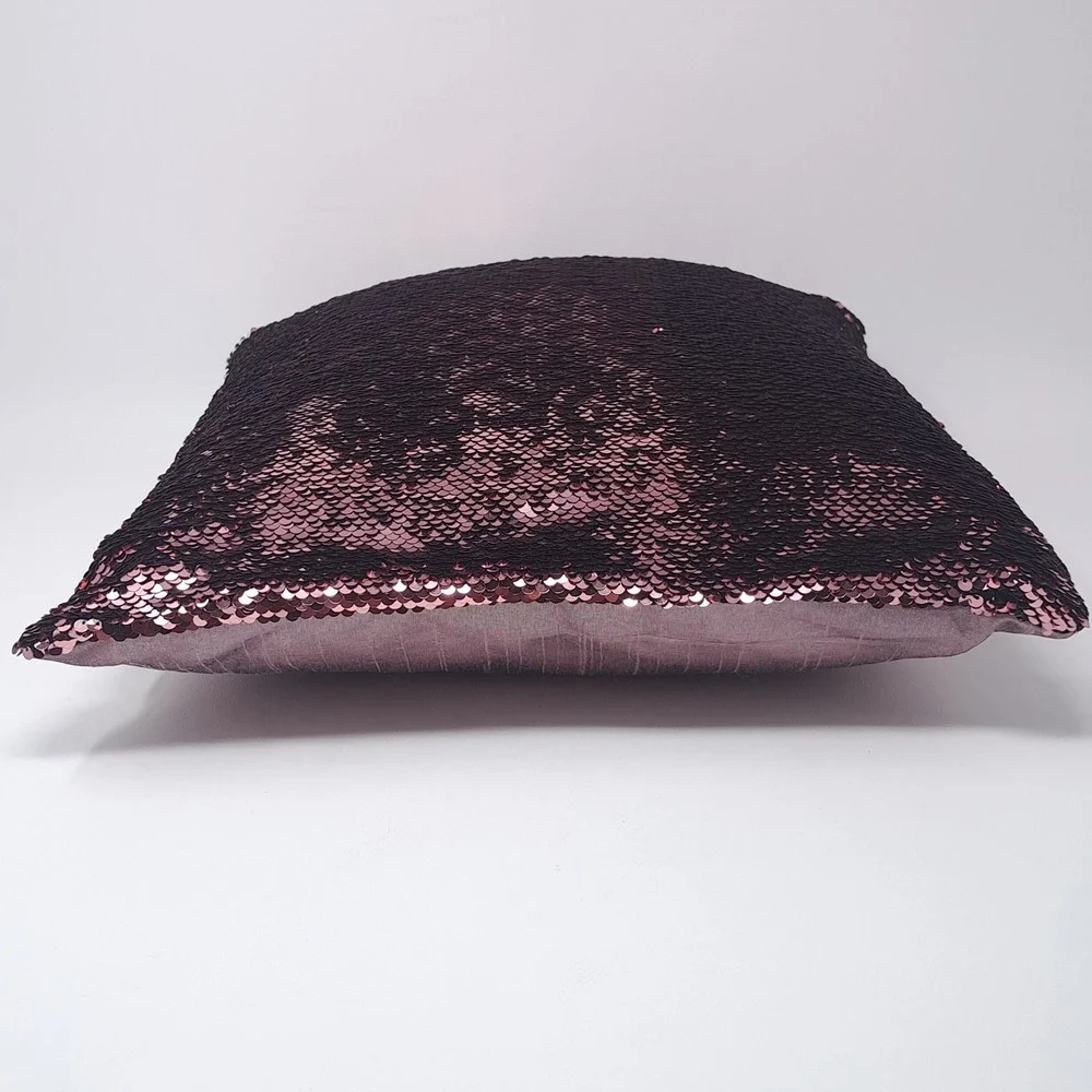 Pink Silver Reversible Sequin Pillow 17x17 Mermaid Flip Color Changing Cushion